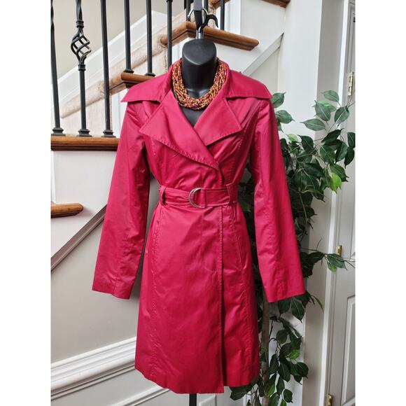 Mossimo Womens Pink Polyester Notch Collar Long Sleeve Belted Coat Jacket Small - Picture 8 of 13